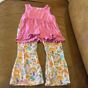Pink Kids Matching Set with Mushroom Print